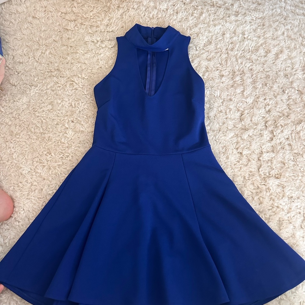 Royal Blue A-line Halter Dress for Prom